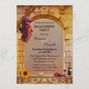 Rustic Vineyard Wine Theme Engagement Invitation