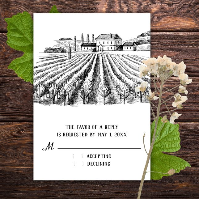 Rustic Vineyard Winery Artistic Wedding RSVP Card (Rustic Vineyard Winery Artistic Wedding RSVP Card)