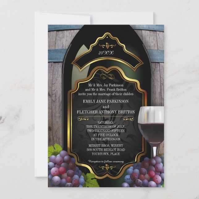 Rustic Vineyard Winery Wedding Invitation (Front)