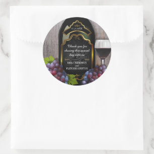 Rustic Vineyard Winery Wedding Thank You Favour Classic Round Sticker