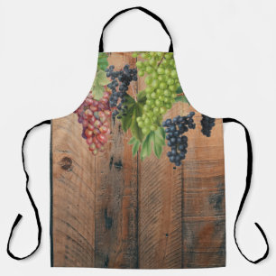 Rustic Vineyard Wood & Grapes Apron