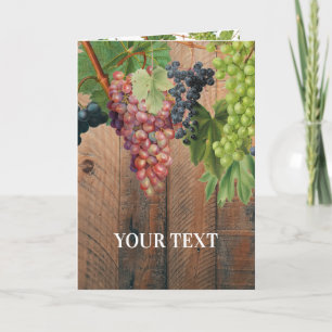 Rustic Vineyard Wood & Grapes Card