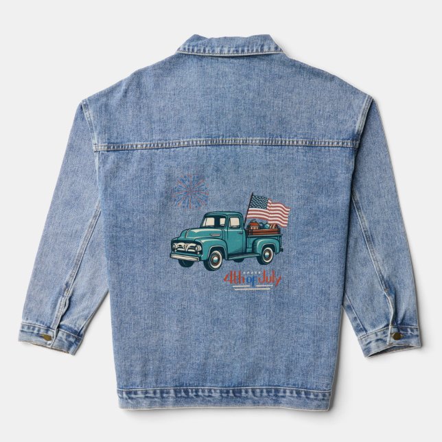 Rustic/vintage 4th of July  Denim Jacket (Back)