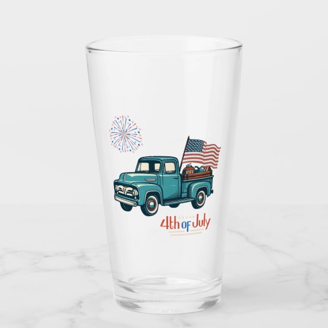 Rustic/vintage 4th of July  Glass (Front)
