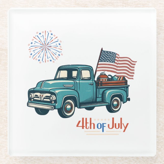 Rustic/vintage 4th of July  Glass Coaster (Front)
