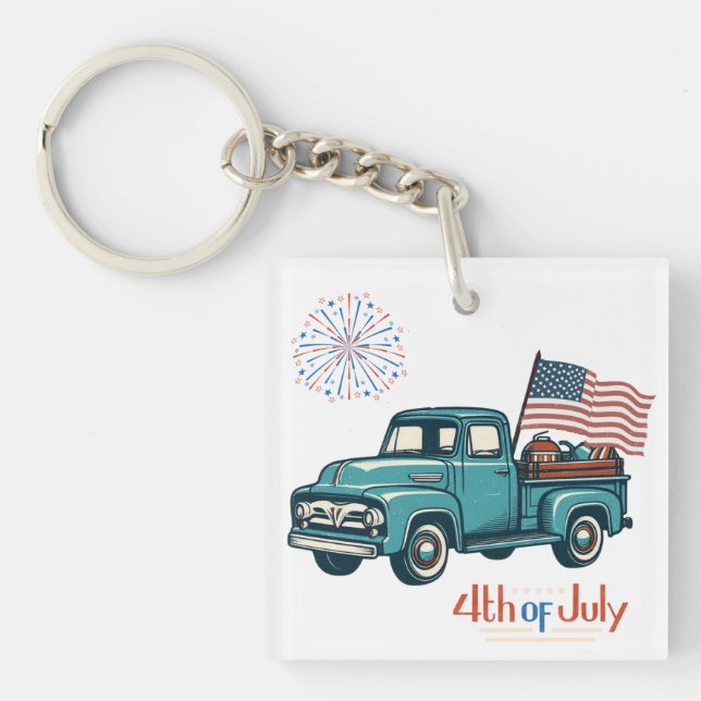Rustic/vintage 4th of July  Key Ring (Front)