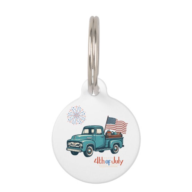 Rustic/vintage 4th of July  Pet Tag (Front)