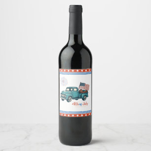 Rustic/vintage 4th of July  Wine Label