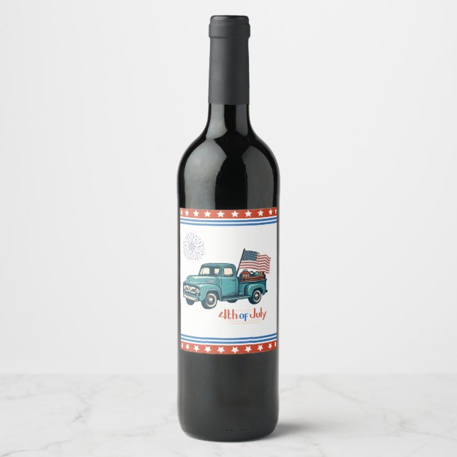 Rustic/vintage 4th of July  Wine Label (Front)
