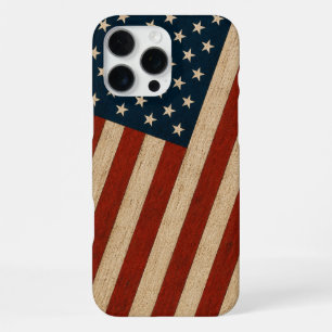 Rustic Vintage American Flag Wood Texture Patrioti iPhone 16 Pro Max Case