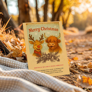 Rustic Vintage Animal Christmas Party Invitation