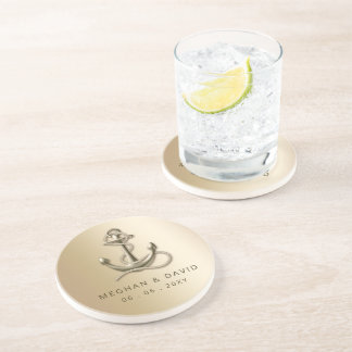 Rustic Vintage Antique Anchor Nautical Wedding Coaster