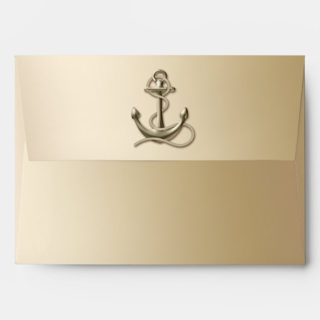 Rustic Vintage Antique Anchor Nautical  Wedding   Envelope (Back (Top Flap))
