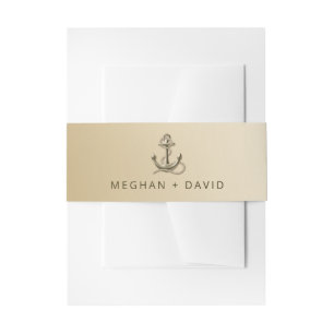 Rustic Vintage Antique Anchor Nautical Wedding Invitation Belly Band