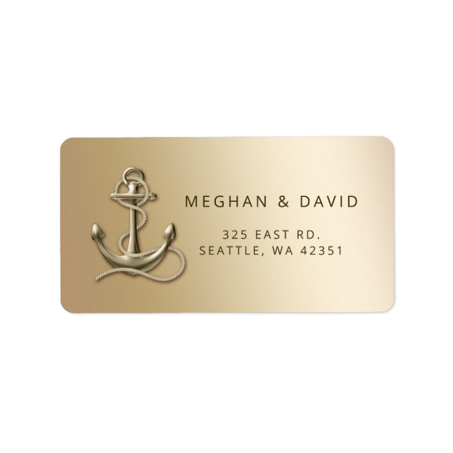 Rustic Vintage Antique Anchor Nautical Wedding Label (Front)