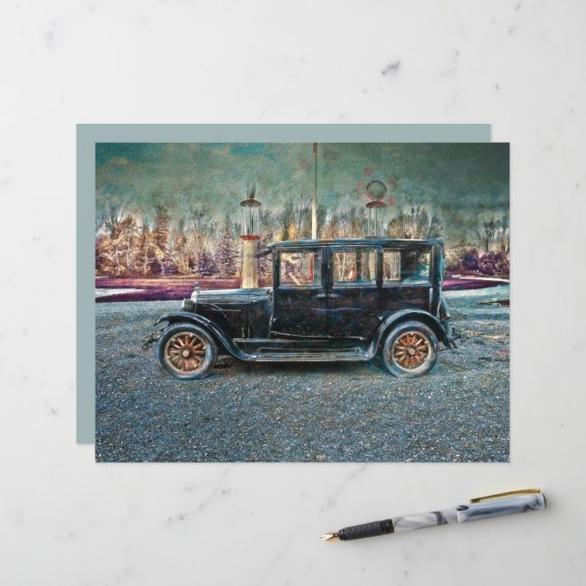 Rustic Vintage Antique Black Old Aged Car (Front/Back In Situ)