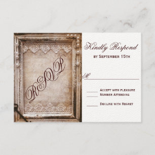 Rustic Vintage Antique Brown Frame Wedding RSVP