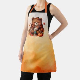 Rustic/vintage autumn bear apron