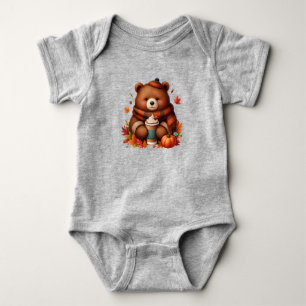 Rustic/vintage autumn bear baby bodysuit