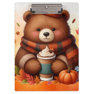 Rustic/vintage autumn bear clipboard