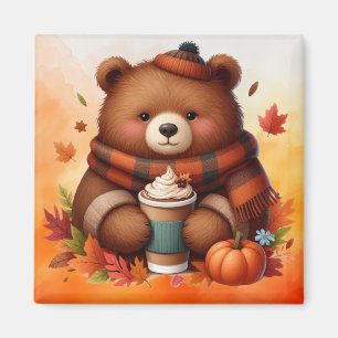 Rustic/vintage autumn bear magnet
