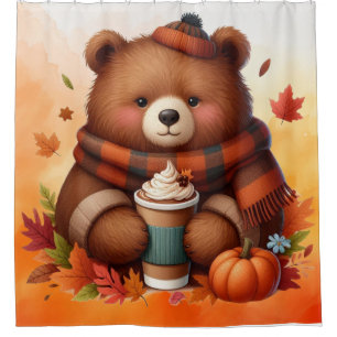Rustic/vintage autumn bear shower curtain