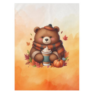 Rustic/vintage autumn bear tablecloth