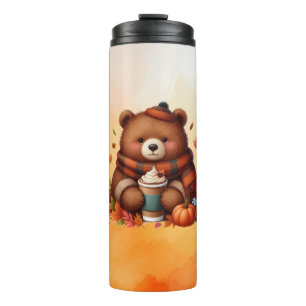 Rustic/vintage autumn bear thermal tumbler