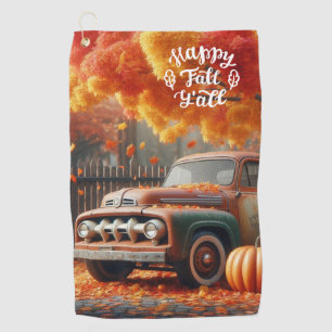 Rustic/vintage autumn farm truck golf towel
