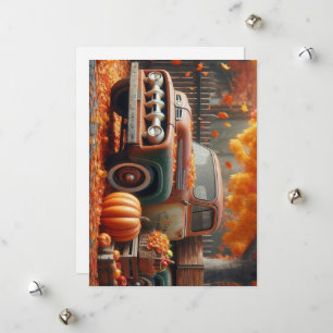 Rustic/vintage autumn farm truck holiday card