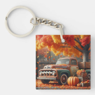 Rustic/vintage autumn farm truck key ring