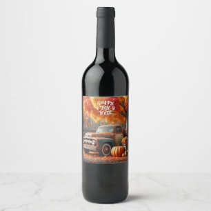Rustic/vintage autumn farm truck wine label