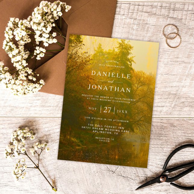 Rustic Vintage Autumn Forest Wedding Invitation (Creator Uploaded)