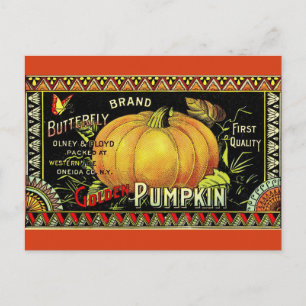 Rustic Vintage Autumn Pumpkin Fall Decor Postcard