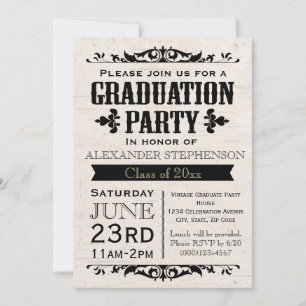 Rustic Vintage Beige Graduation Party Invitation