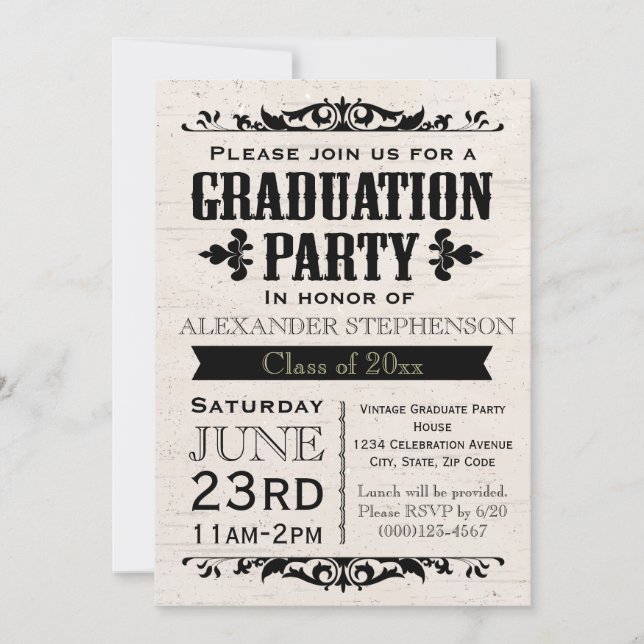 Rustic Vintage Beige Graduation Party Invitation (Front)