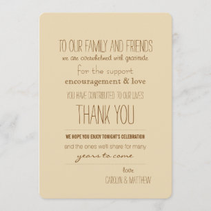 Rustic Vintage Beige Wedding Thank You Card