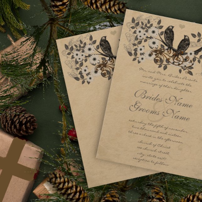 Rustic Vintage Birds Christian Religious Wedding Invitation (Creator Uploaded)