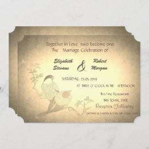 Rustic Vintage , Birds Wedding Invitation