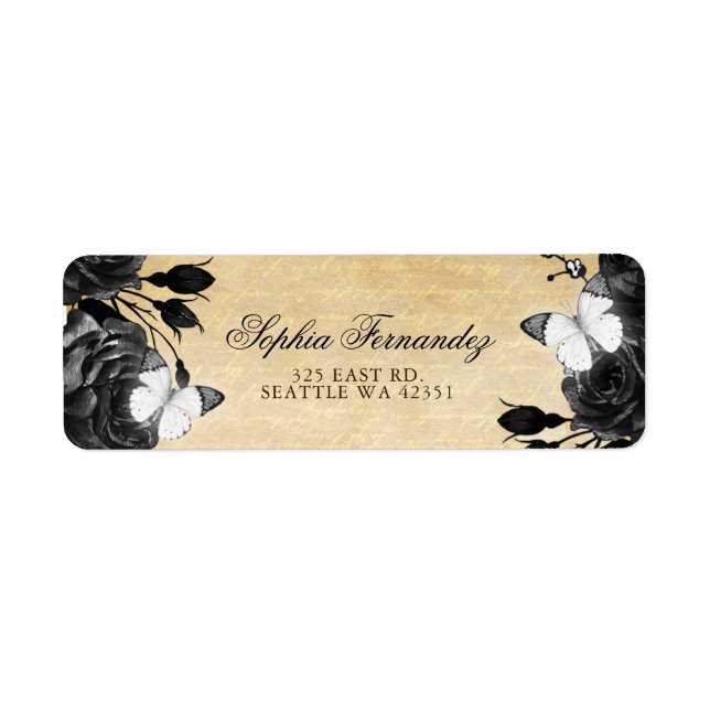Rustic Vintage Black Roses Floral Butterfly  (Front)