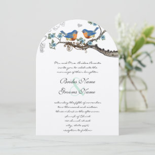 Rustic Vintage Bluebirds Wedding Invitations