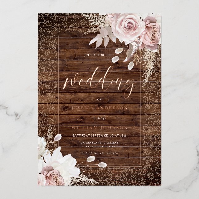 Rustic Vintage Blush Floral Wedding (Front)