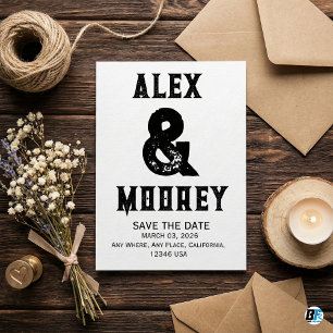 Rustic Vintage Bold Black Typography Wedding Save The Date