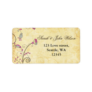 rustic Vintage Botanical fuchsia floral Label