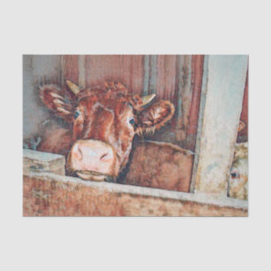 Rustic Vintage Brown Cow Old Country Barn Tissue Paper