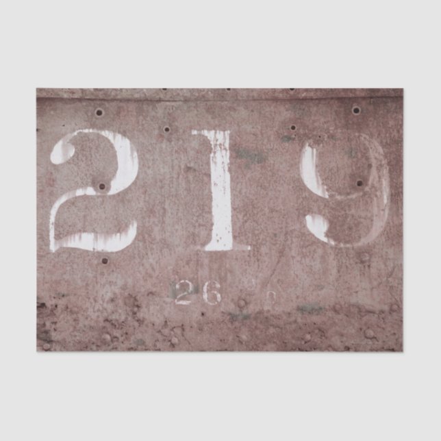Rustic Vintage Brown Texture Train Numbers Tissue Paper (Front)