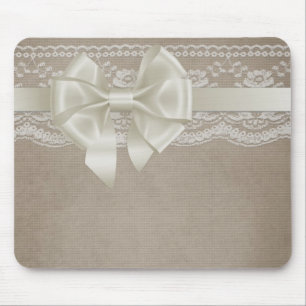 Rustic Vintage Burlap & Lace Mouse Mat
