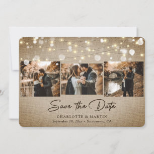 Rustic Vintage Burlap Photo Wedding Save The Date