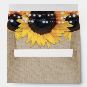 Rustic Vintage Burlap String Lights Sunflowers Envelope