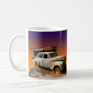 Rustic Vintage Car And Garage, Coffee Mug
